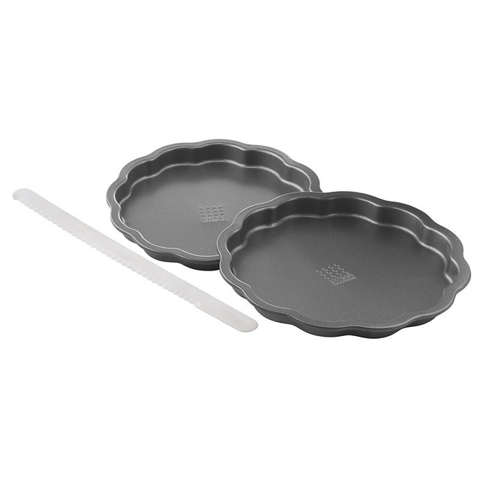 Sweet Creations Scallop Layer Cake Pan Set with Leveling Knife N5