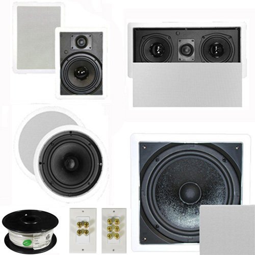 Theater Solutions 5.1 Home Theater 8" and 6.5" Speaker Set with Center, 10" Passive Sub More TS6W8CL51SET10
