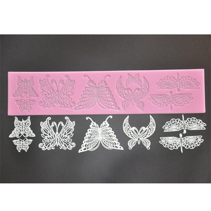 FOUR-C Silicone Embossing Mat Butterfly Lace Mold Color Pink N4