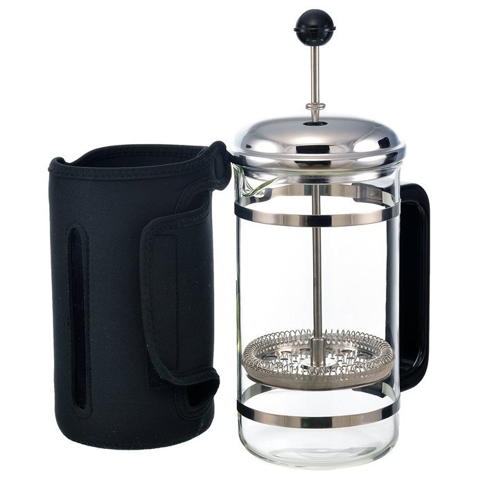 GROSCHE Fino 34 oz. 1000ml Glass French Press with Thermal Insulated Neoprene Sleeve for Warmth and Protection... N4