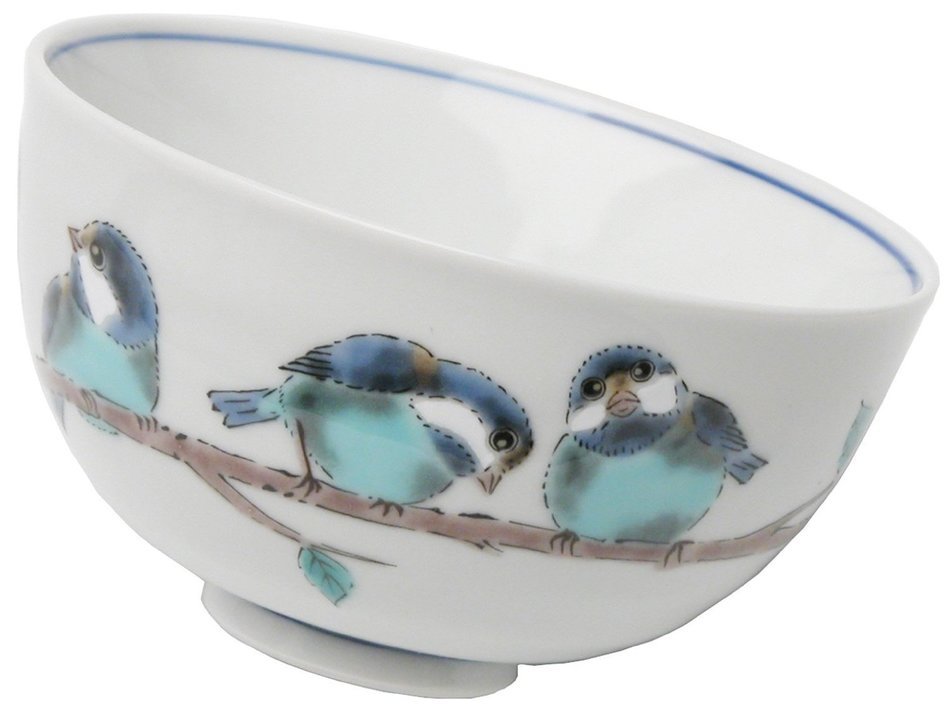 Kutani Pottery Blue birds bowl from Japan SK-217