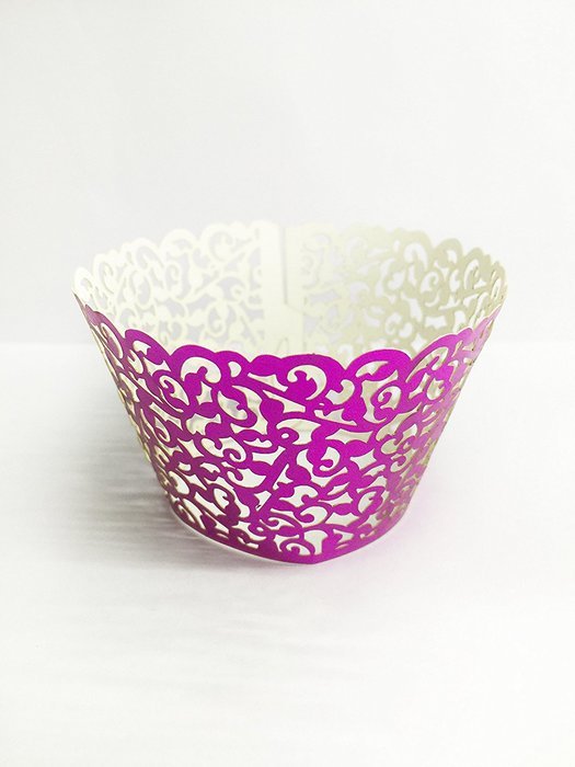 HUAL Cupcake Wrappers 50Filigree Artistic Bake Cake Paper Cups Little Vine Lace Laser Cut Liner Baking Cup Muffin... N2