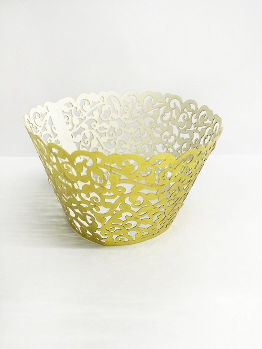 HUAL Cupcake Wrappers 50Filigree Artistic Bake Cake Paper Cups Little Vine Lace Laser Cut Liner Baking Cup Muffin... N3