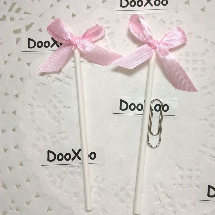 DOOXOO Handmade CakeDecoration 12 Counts Silk Pink Bowknot Party Supplies Cupcake Toppers Pop Sticks N2