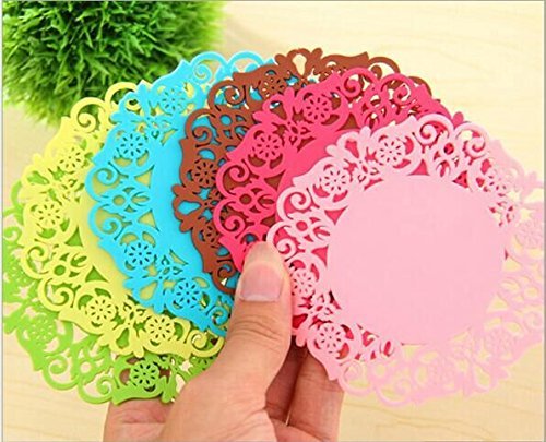 Drhob 6 PCS small Creative flower-shaped hollow silicone insulation against hot cup non-slip mats Random Color N2