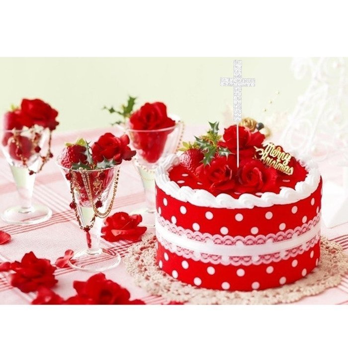 Rhinestone Cross Shape "+" Cake Topper Anniversary Decoration N8