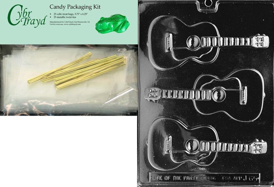 Cybrtrayd J065 Guitar Chocolate Candy Mold with Exclusive Cybrtrayd Copyrighted Chocolate Molding Instructions N5
