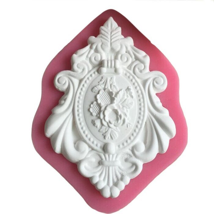 LYNCH Vintage Frame Shape 3D Silicone Cake Mold Fondant Pastry Baking Tools,Pink N2