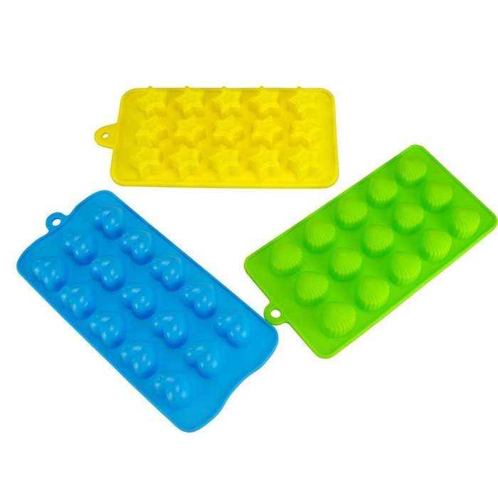MIREN 3-piece Mini Star, Heart and Shell Shape Silicone Candy Molds, Chocolate Molds, Ice Cube Tray, Soap Molds... N3