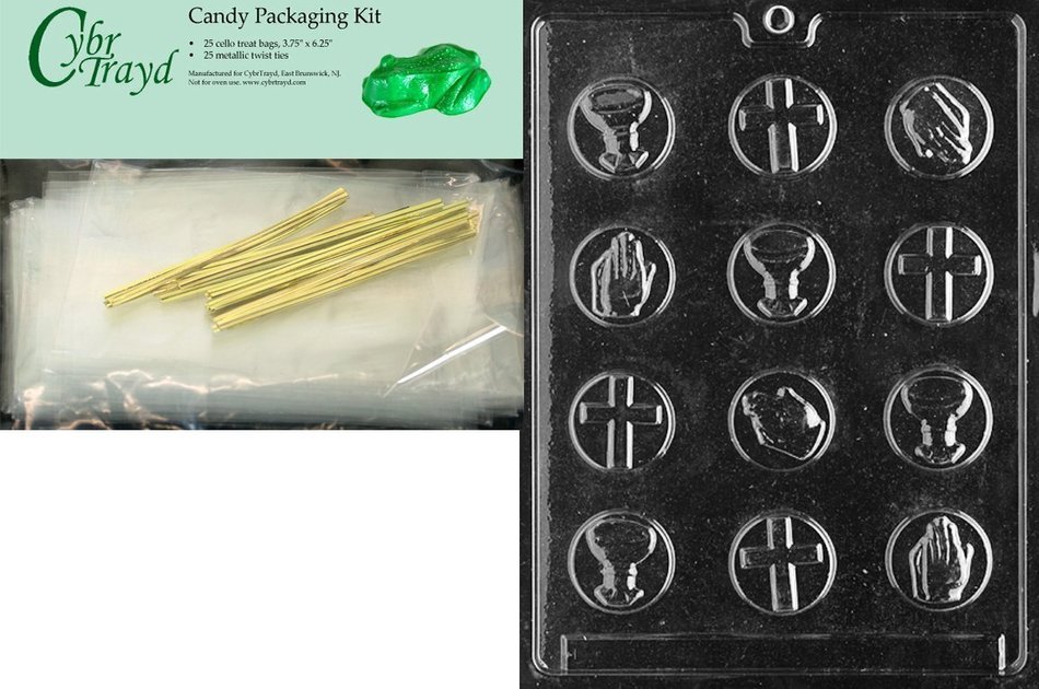 Cybrtrayd R018 Communion Mints Chocolate Candy Mold with Exclusive Cybrtrayd Copyrighted Chocolate Molding Instructions... N2