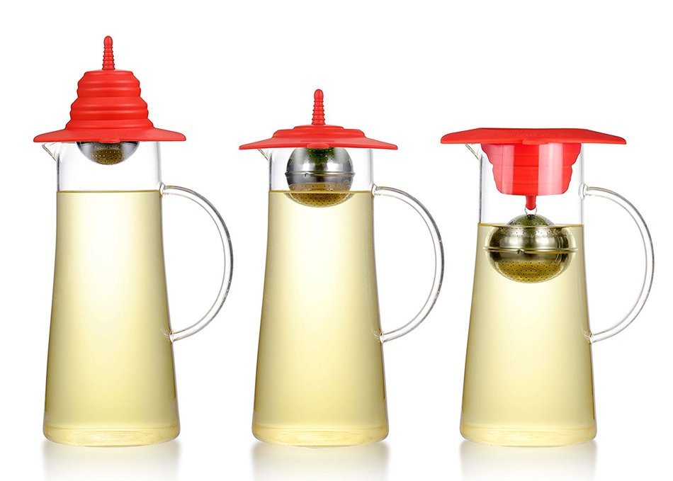 Hipo Design Height Adjustable Tea Ball Strainer Foldable Silicone Q Cap alone as Coffee Dripper