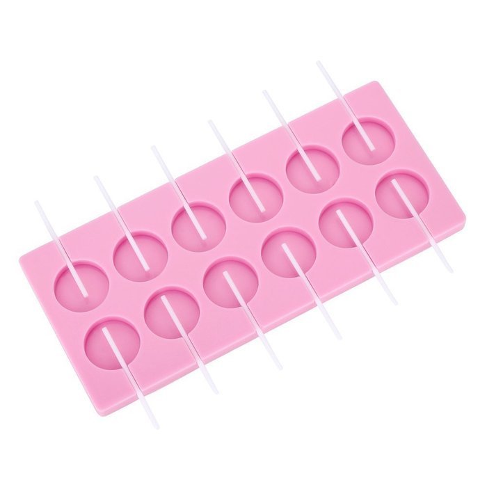 Carlie 12-Capacity Silicone Lollypop Mold Candy Mold Soap Mold Chocolate Mold With 20Pcs/Pack Sucker For Baking N2