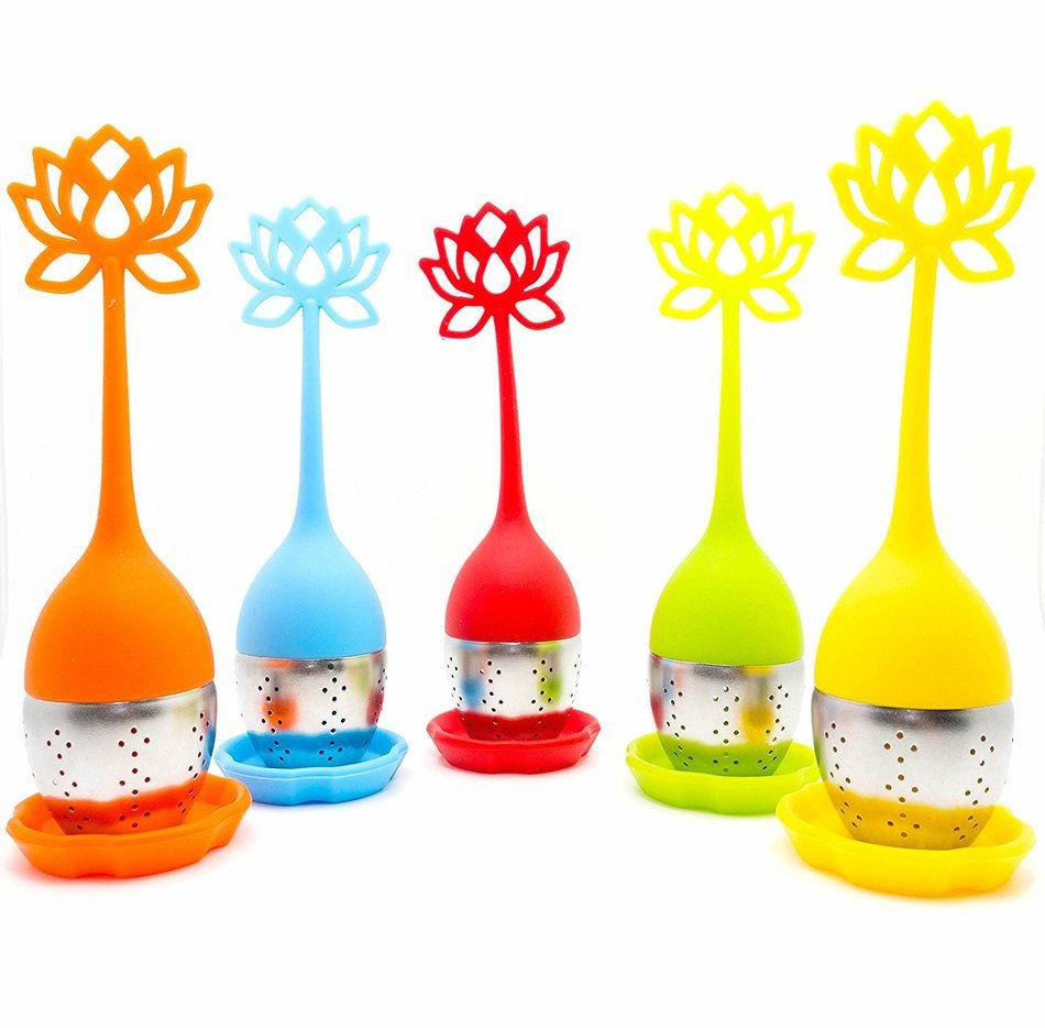 Silicone Lotus Tea Infuser by Simply Tealicious Tea Company (Blue) N4