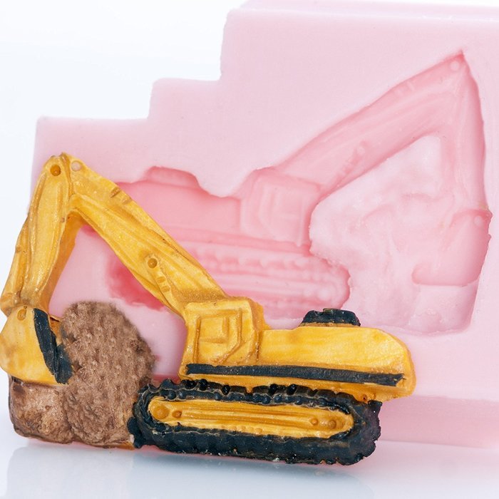 Small Excavator Silicone Mold Food Safe Fondant, Resin, Polymer Clay Mold. Flexible easy to use. Jewelry, Craft... N3