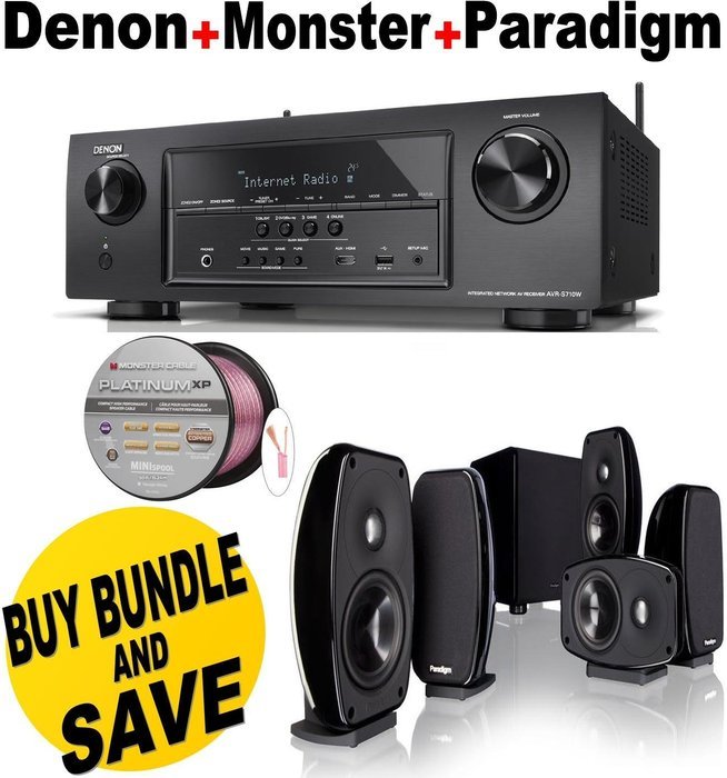 Denon AVR-S710W 7.2 Channel Full 4K Ultra HD A/V Receiver with Bluetooth and Wi-Fi + Paradigm Cinema 100 CT Bundle