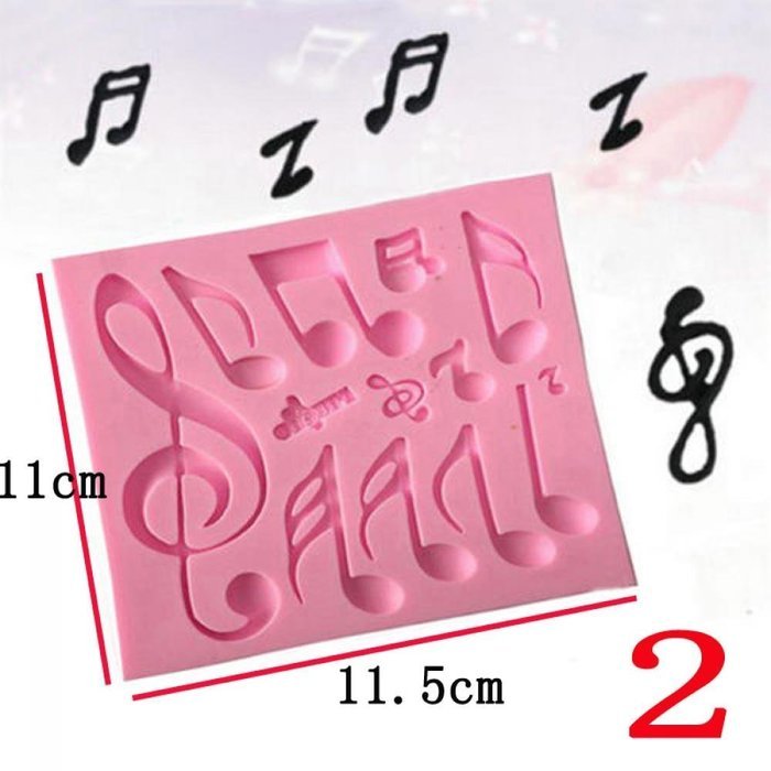Genenic Fondant Music Note Mat Baking Tool Cake Mold Silicone Mould N6