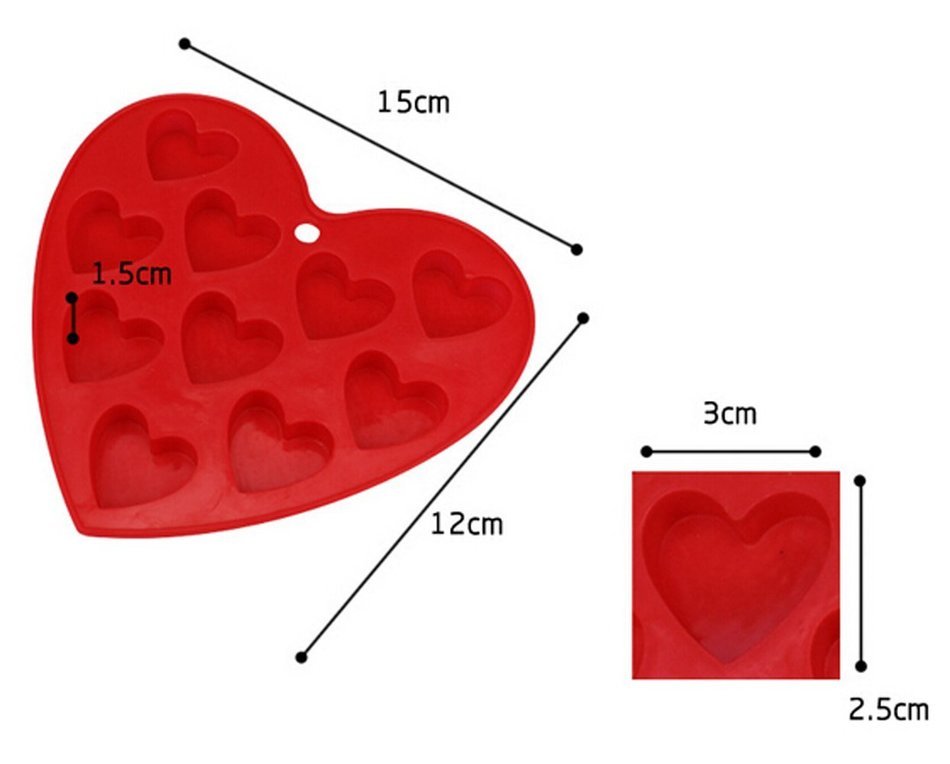 Chocolate Molds, Candy Mold, Ice Cube Molds, Silicone Mold, Baking Molds, Soap Molds with 10-Capacity Heart Shape... N4