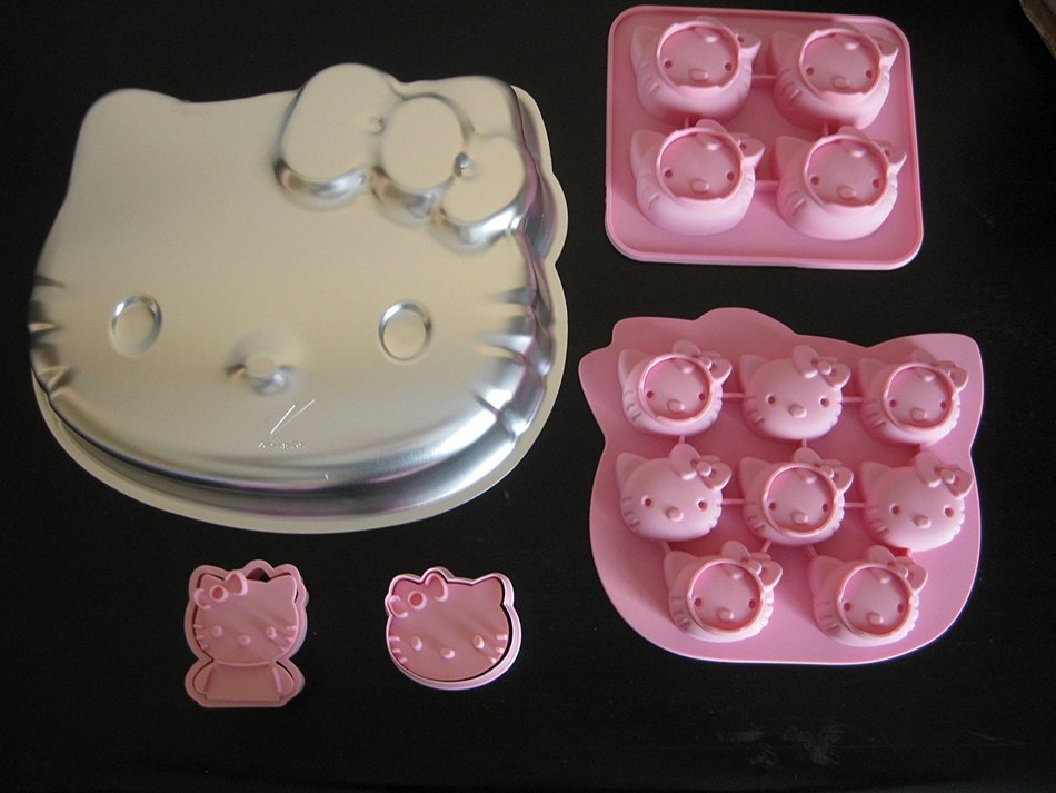 Hello Kitty Cake Pan Molds and Hello Kitty Cookie Cutter Set of 4