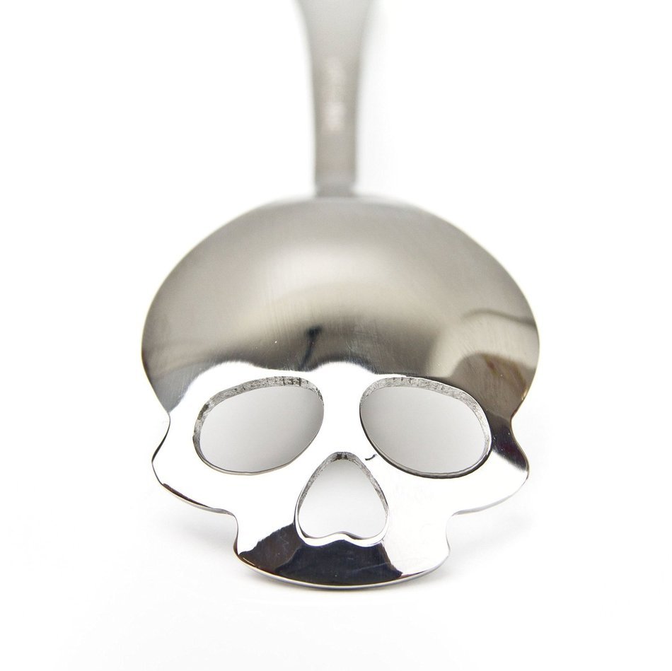 EVERMARKET(TM) Silver Dieter Skull Shape Tea or Coffee Sugar Spoon - 5 Packs N5