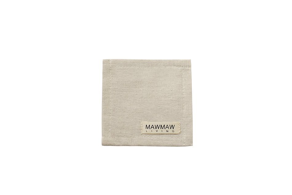 MAWMAW LIVING Burlap Coasters, Lined with White Natural Cotton, Set of 4 (4, white)