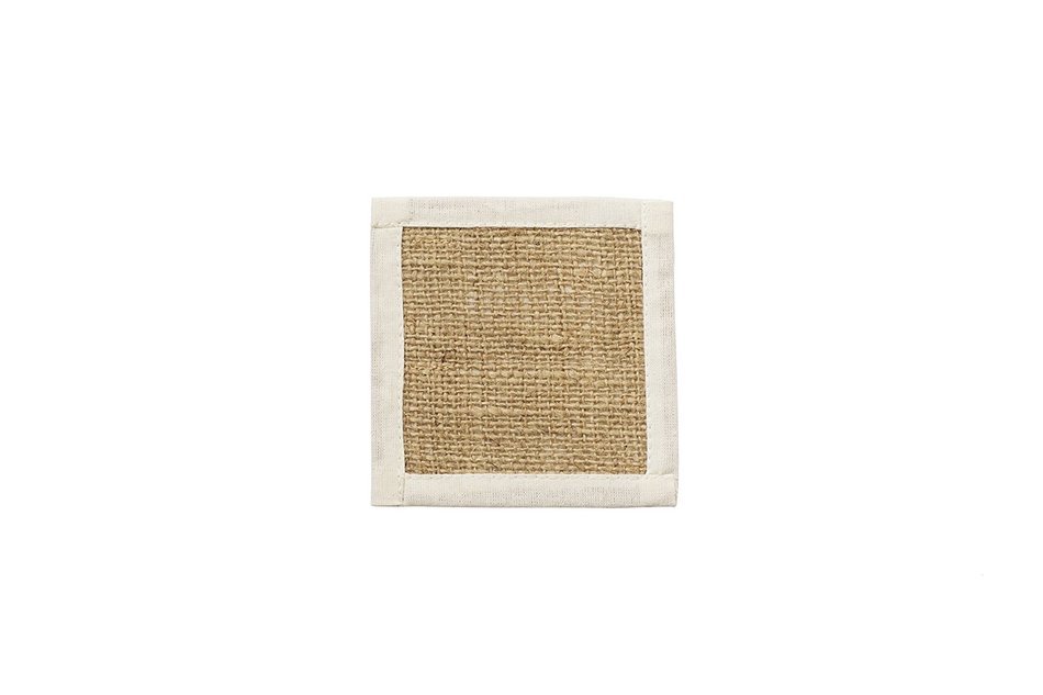 MAWMAW LIVING Burlap Coasters, Lined with White Natural Cotton, Set of 4 (4, white) N2