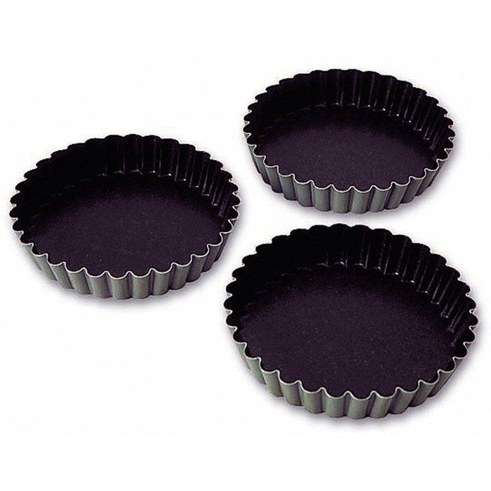 Matfer Bourgeat Steel Exopan Fluted Tartlet Baking Pan, 3.75" Diam., 12PK 331612