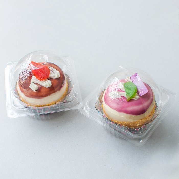 100 New Design Small Individual Serving Clear Hinged Cupcake Box N3