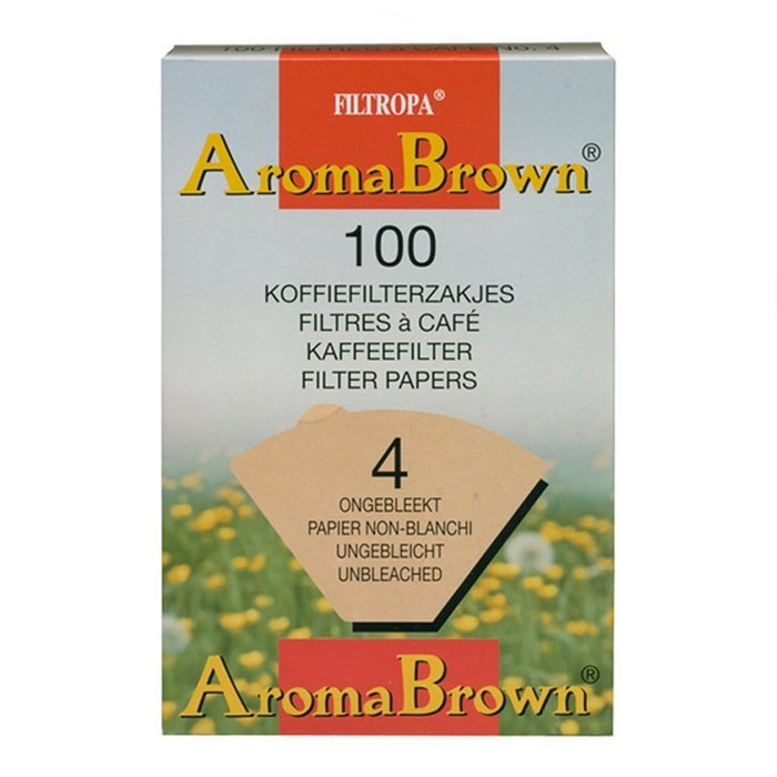 Filtropa Unbleached Disposable Coffee Filter Cone, Number 4-Size Filter, Brews 8 to 12-Cups, Box of 100