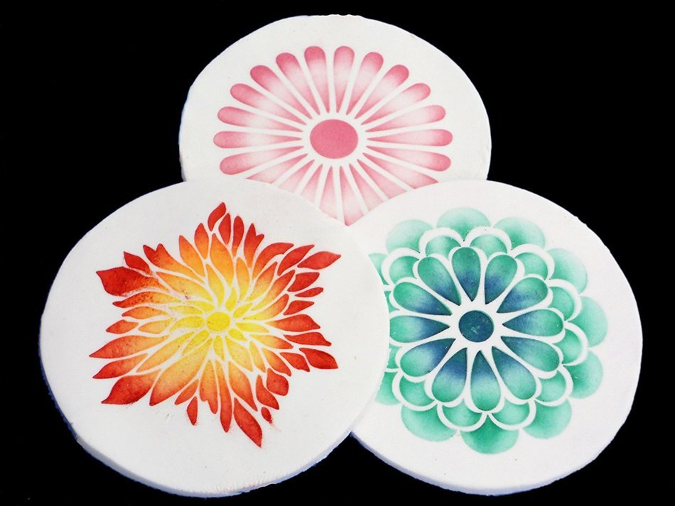 Designer Stencils C559 Modern Flower Cookie Stencil Set, Beige/Semi-Transparent N2