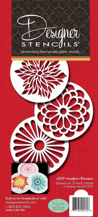 Designer Stencils C559 Modern Flower Cookie Stencil Set, Beige/Semi-Transparent N3