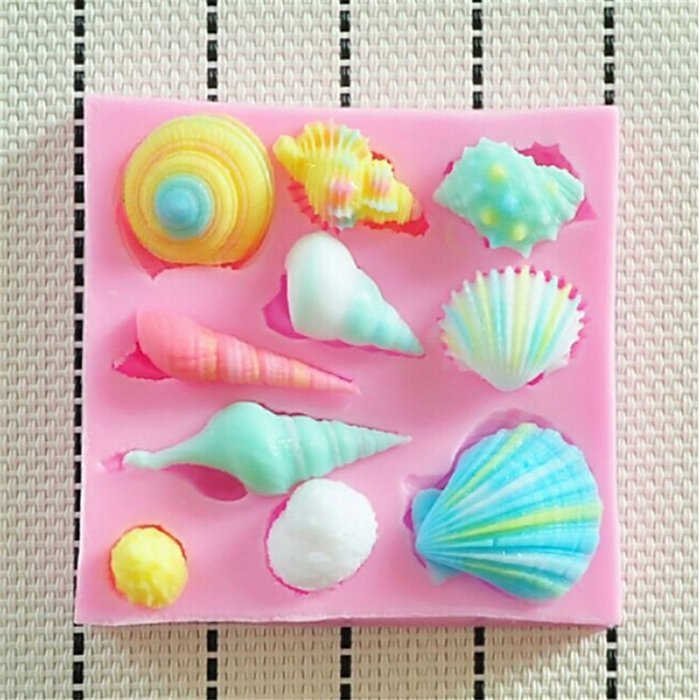 Beauty Clubs 3D Seashell Conch Shape Silicone Cake Mold Fondant Candy Tools N7