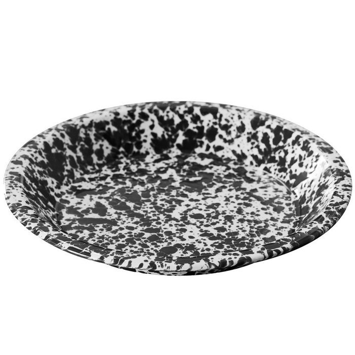 Enamelware Pie Plate - Burgundy / Cream Marble N2