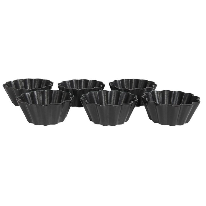 Microstoven Fluted Flan [Set of 6] Size: 5", Color: Black N2