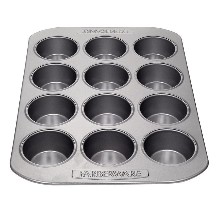 Farberware Nonstick Bakeware 12-Cup Muffin Pan, Gray N2