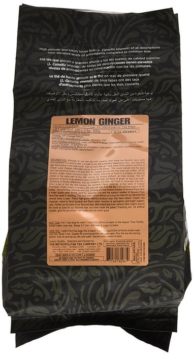 Metropolitan Tea 200 Count Pyramid Shaped Teabags, Lemon Ginger N2
