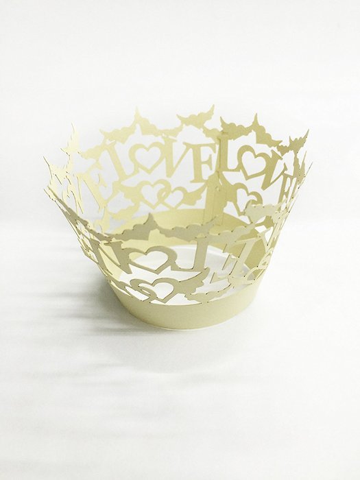 HUAL Cupcake Wrappers 50 Filigree Artistic Bake Cake Paper Cups LOVE Lace Laser Cut Liner Baking Cup Muffin Case... N2