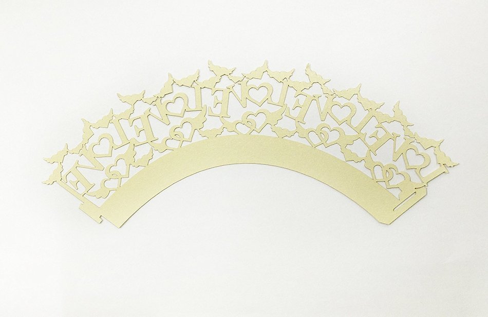 HUAL Cupcake Wrappers 50 Filigree Artistic Bake Cake Paper Cups LOVE Lace Laser Cut Liner Baking Cup Muffin Case... N3