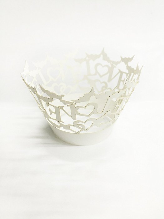 HUAL Cupcake Wrappers 50 Filigree Artistic Bake Cake Paper Cups LOVE Lace Laser Cut Liner Baking Cup Muffin Case... N4