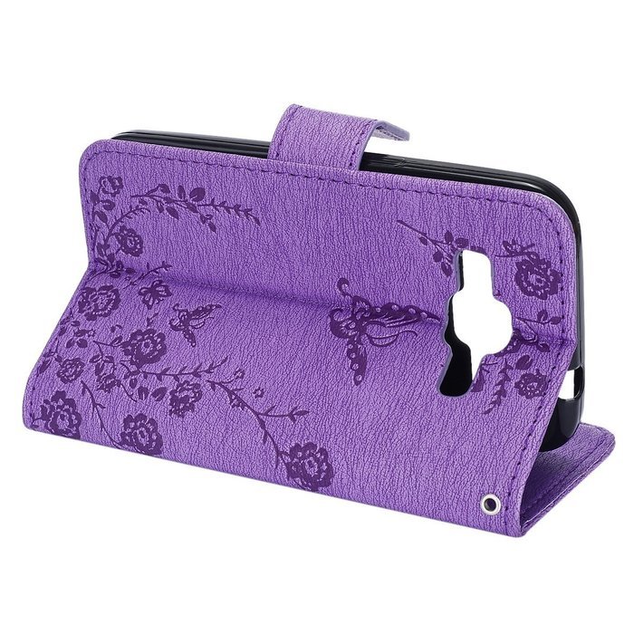 Galaxy Core Prime Wallet Case,PHEZEN Serect Garden Butterfly Flower Inlaid Shiny Glitter Diamond Pu Leather Flip... N45