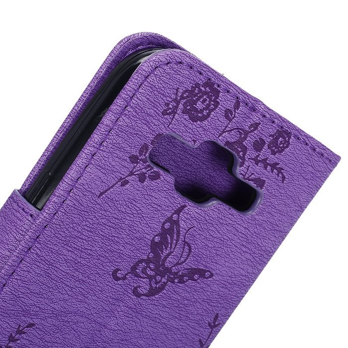 Galaxy Core Prime Wallet Case,PHEZEN Serect Garden Butterfly Flower Inlaid Shiny Glitter Diamond Pu Leather Flip... N46