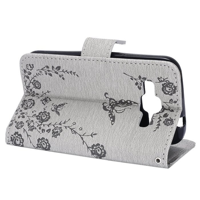 Galaxy Core Prime Wallet Case,PHEZEN Serect Garden Butterfly Flower Inlaid Shiny Glitter Diamond Pu Leather Flip... N53