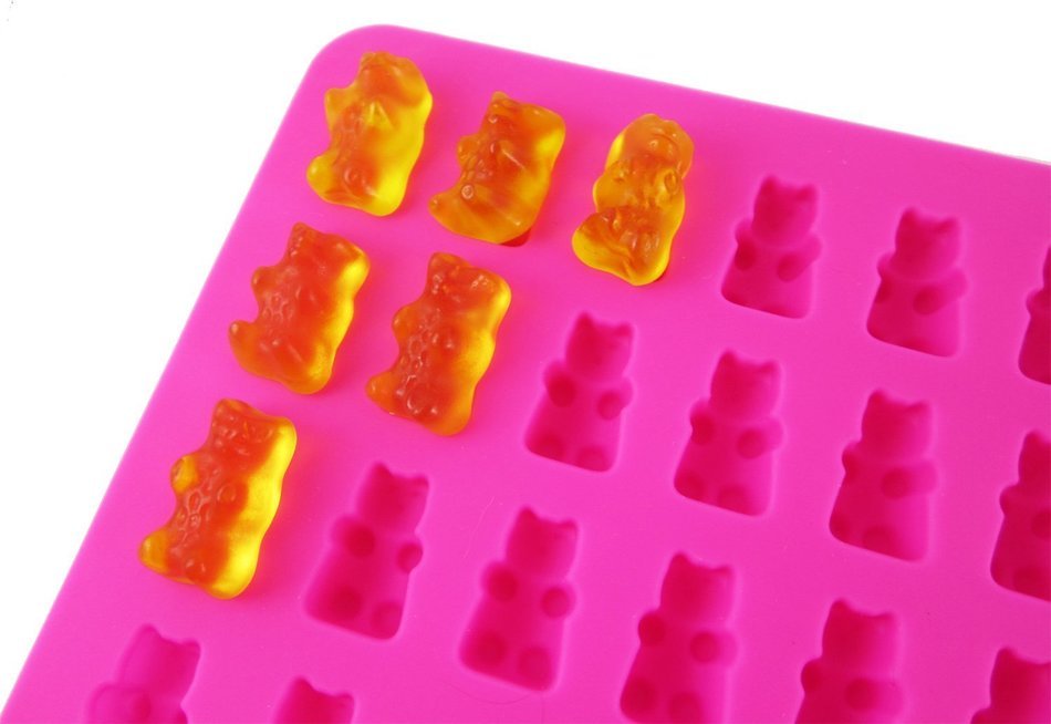 3 Pack Silicone Gummy Bear Candy Molds (New Colors) With a BONUS Dropper & FREE Quick Start Recipe EBook - Make... N4