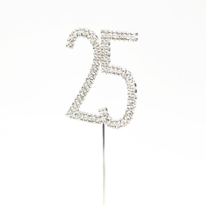 Cosmos &reg; Rhinestone Crystal Silver Number 50 Birthday 50th Anniversary Cake Topper N6