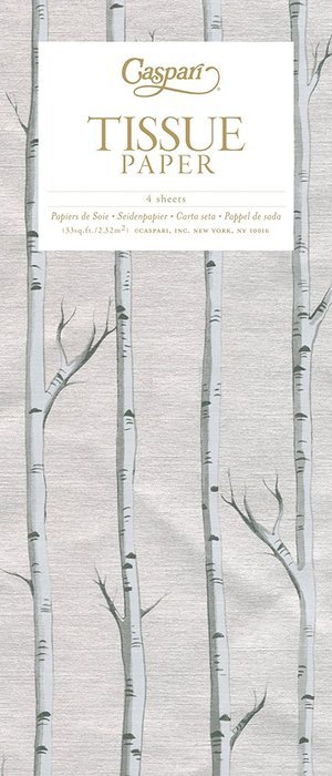 Entertaining with Caspari Birch Silver Tissue Paper, Package of 4 Sheets N7