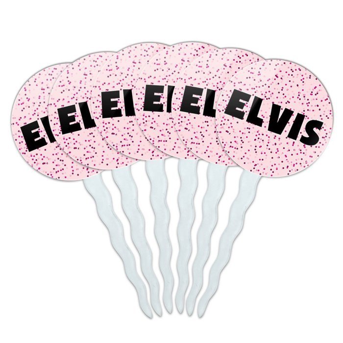 Elvis Cupcake Picks Toppers Decoration Set of 6 - Blue Speckles