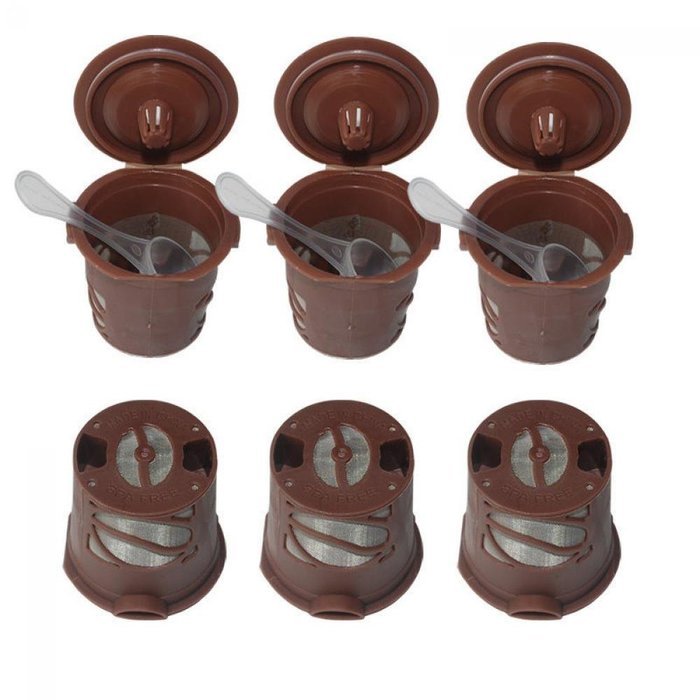 Genenic 3PCS Percolator Reusable Stainless Mesh K-Cup Solo Single Cup Coffee Filter Capsule N2