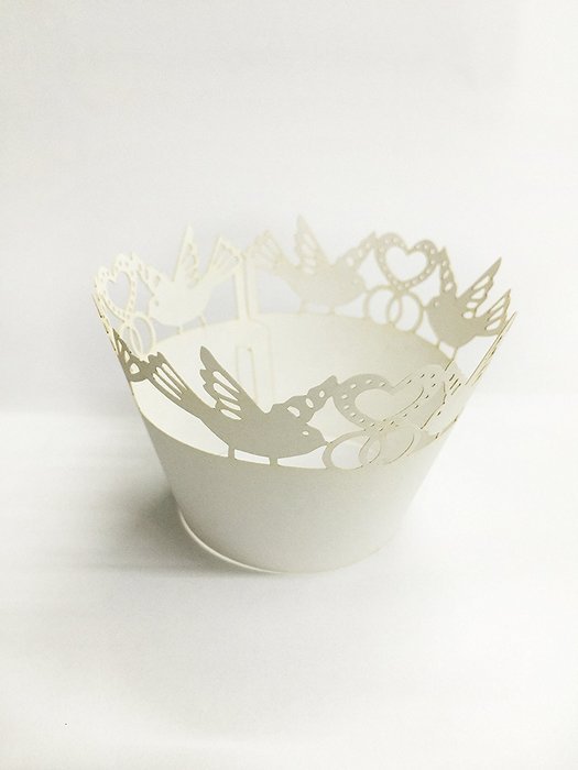 HUAL Cupcake Wrappers 50 Filigree Artistic Bake Cake Paper Cups Birds Lace Laser Cut Liner Baking Cup Muffin Case... N2