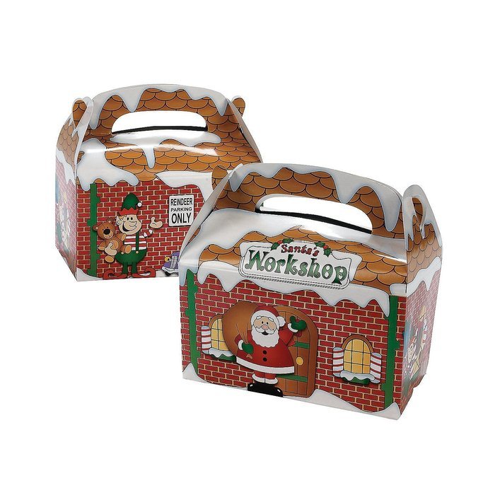 Dozen Santa's Workshop Cardboard Treat Boxes
