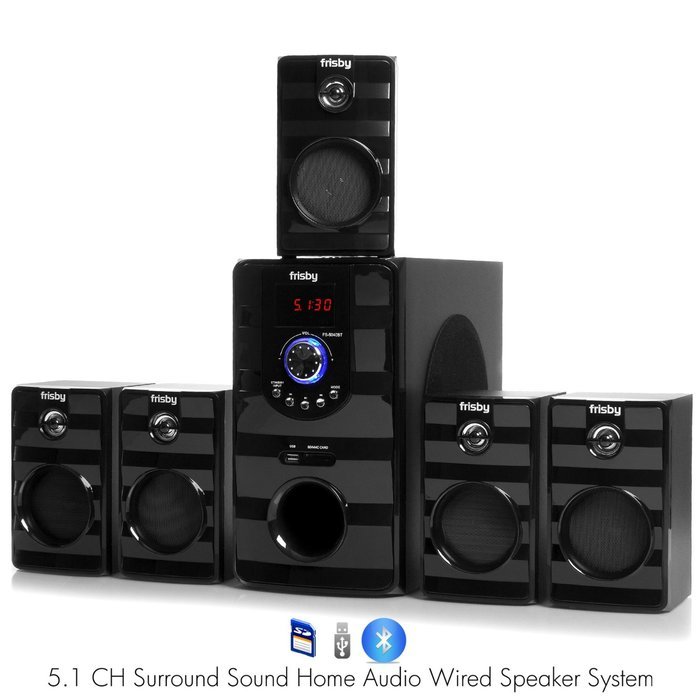 Frisby FS-5040BT 5.1 Surround Sound Home Theater Speakers System with Bluetooth USB/SD and Remote N5