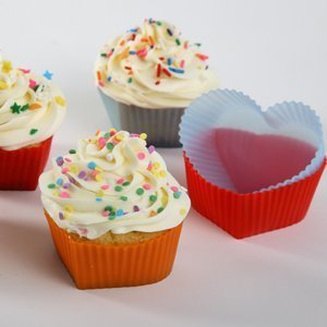 Heart Shaped Silicone Cupcake Liners Molds Set of 6